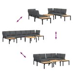 vidaXL Salon de jardin 5 Pièces avec coussins noir aluminium