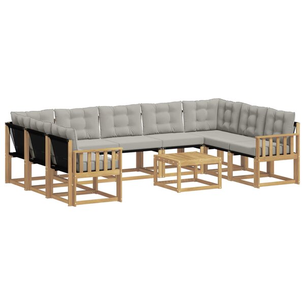 vidaXL Ensemble de canapés d'extérieur 10 pc Blanc et gris clair