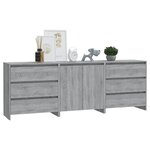 vidaXL Buffets 3 Pièces Sonoma gris Bois d'ingénierie