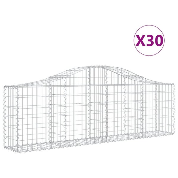 vidaXL Paniers à gabions arqués 30 Pièces 200x30x60/80 cm Fer galvanisé