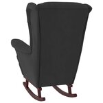 vidaXL Fauteuil à bascule et pieds en bois massif d'hévéa Noir Velours