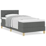 vidaXL Lit à ressorts avec matelas Gris foncé 100x200 cm Tissu