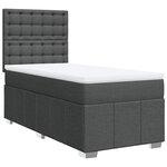 vidaXL Sommier à lattes de lit avec matelas Gris foncé 100x200cm Tissu