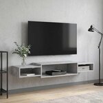 vidaXL Meuble TV mural Montage mural Gris béton 140 x 28 x 21 cm