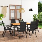 vidaXL Ensemble à manger de jardin 7 Pièces noir et marron