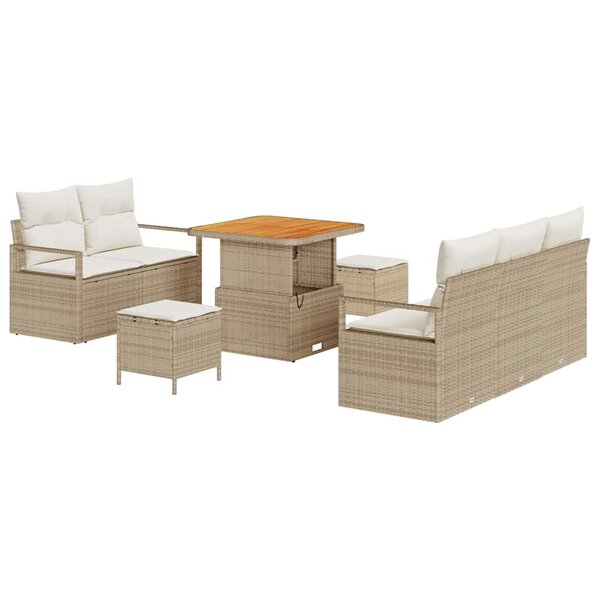 vidaXL Ensemble de canapé de jardin 8 Pièces Beige Poly rotin