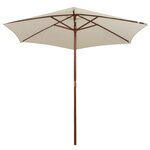 vidaXL Parasol avec poteau en bois 270 x 270 cm Blanc crème