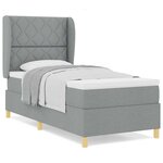 Lit à ressort vidaXL avec matelas gris clair 100x200 cm en tissu