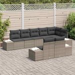 vidaXL Ensemble de canapé de jardin 8 Pièces Gris Poly rotin