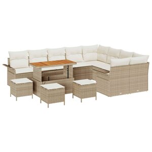 vidaXL Ensemble de canapé de jardin avec coussin 13 Pièces Beige et crème
