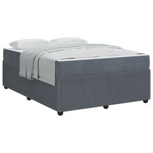 vidaXL Cadre de lit avec matelas Gris foncé 140 x 200 cm tissu
