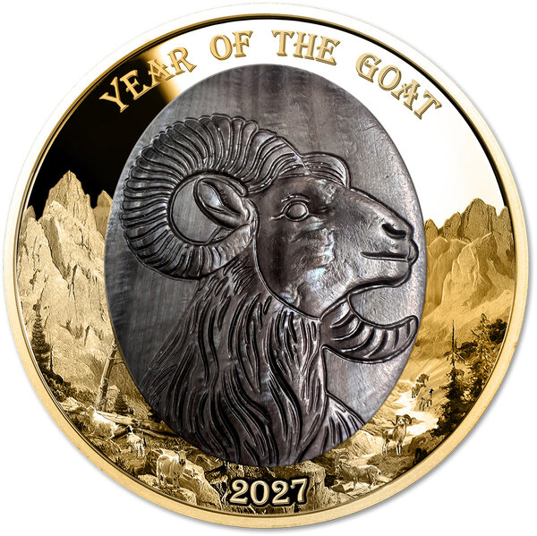 Monnaie GOAT Mother of Pearl Lunar Year 5 Oz Or 100$ Solomon Islands 2027 (PRÉCOMMANDE)