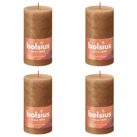 Bolsius Bougies pilier rustiques Shine 4 Pièces 130x68 mm Marron épice