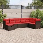 vidaXL Salon de jardin 8 Pièces avec coussins marron résine tressée