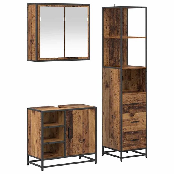 vidaXL Ensemble de mobilier de salle de bain 3 Pièces Bois Ancien