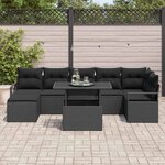 vidaXL Ensemble de canapé de jardin 8 Pièces Noir Poly rotin