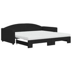 vidaXL Lit de jour avec gigogne et matelas noir 100x200 cm tissu