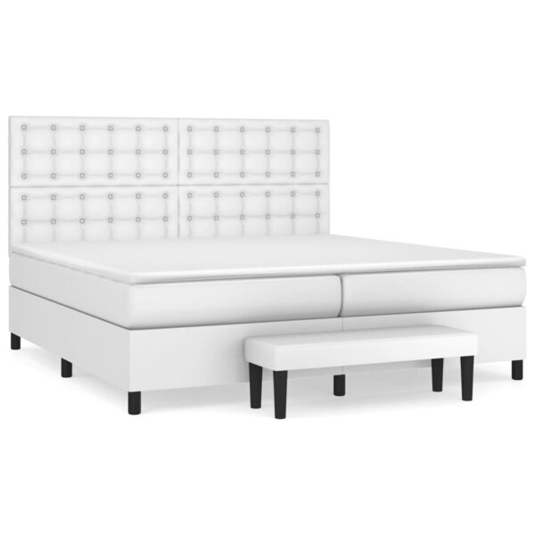 vidaXL Sommier à lattes de lit avec matelas Blanc 200x200cm Similicuir