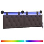 vidaXL Tête de lit suspendue Avec lumière LED Marron foncé Tissu