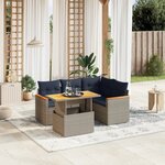 vidaXL Salon de jardin 5 Pièces avec coussins gris résine tressée