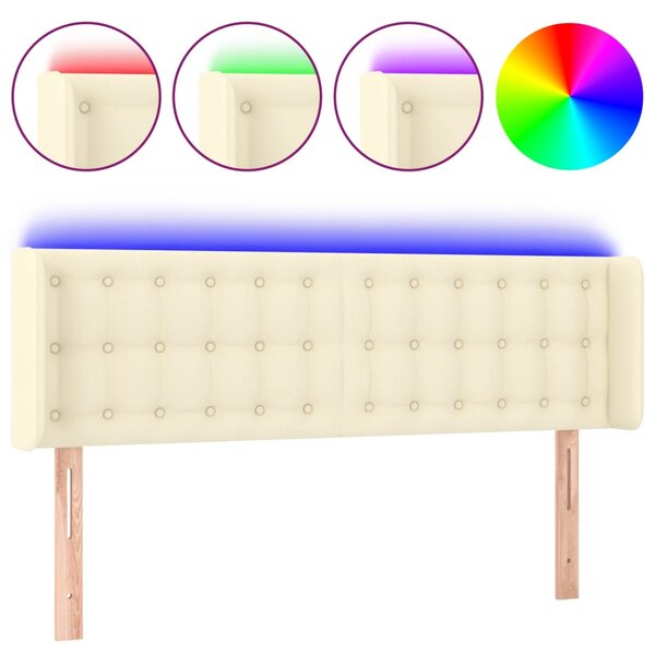 vidaXL Tête de lit à LED Crème 147x16x78/88 cm Similicuir