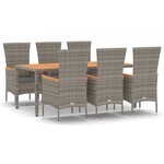 vidaXL Ensemble à manger de jardin et coussins 7 Pièces gris rotin