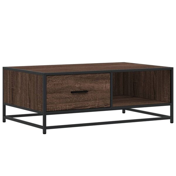 vidaXL Table basse chêne marron 90x57x35 cm bois d'ingénierie et métal