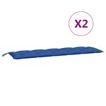 vidaXL Coussins de banc jardin lot de 2 bleu 180x50x7 cm tissu Oxford