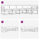 vidaXL Ensemble de canapés d'extérieur 5 pc Blanc et crème