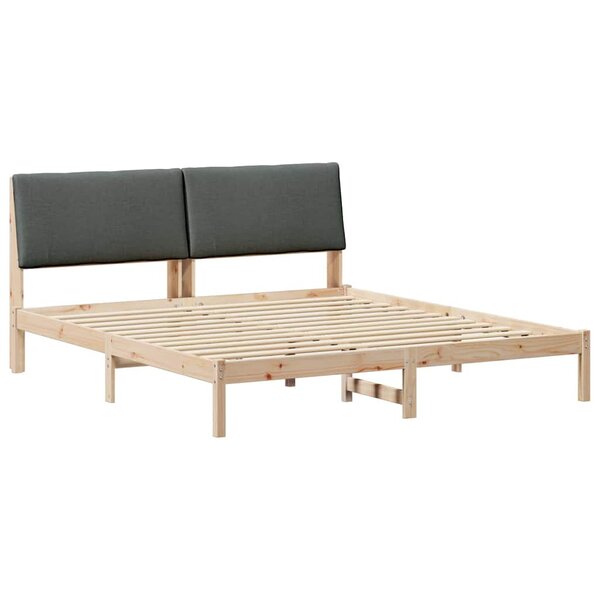 vidaXL Cadre de lit avec tête de lit marron et gris foncé 200 x 200 cm