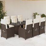 vidaXL Ensemble à manger de jardin et coussins 9 Pièces marron poly rotin