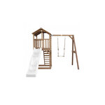 AXI Beach Tower avec Balancoire Simple Marron Toboggan Blanc