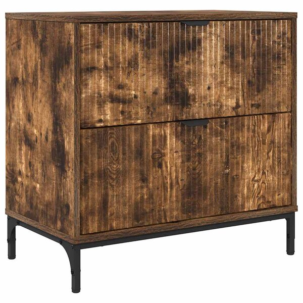 vidaXL Table de chevet Chêne fumé 63 5 x 36 x 61 cm Bois d'ingénierie