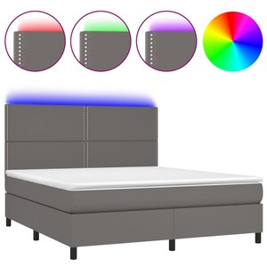 vidaXL Sommier à lattes de lit avec matelas et LED Gris 180x200 cm