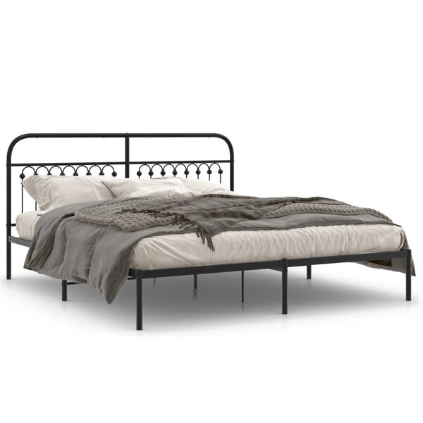 vidaXL Cadre de lit métal sans matelas avec tête de lit noir 183x203cm