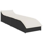 vidaXL Chaise longue pliante coussin et rangement noir résine tressée