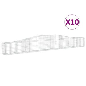 vidaXL Paniers à gabions arqués 10 Pièces 400x30x40/60 cm Fer galvanisé