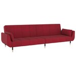 vidaXL Canapé-lit à 2 places et deux oreillers Rouge bordeaux Velours