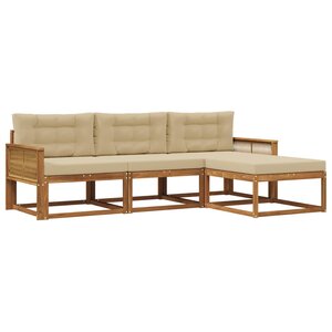 vidaXL Ensemble de canapés d'extérieur 4 pc Naturel et Beige