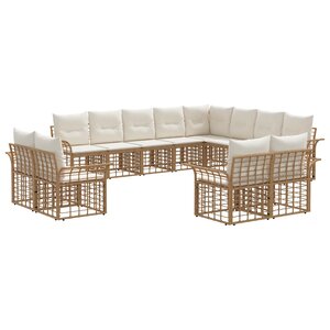 vidaXL Ensemble de canapés d'extérieur 12 pc Blanc Naturel et Crème