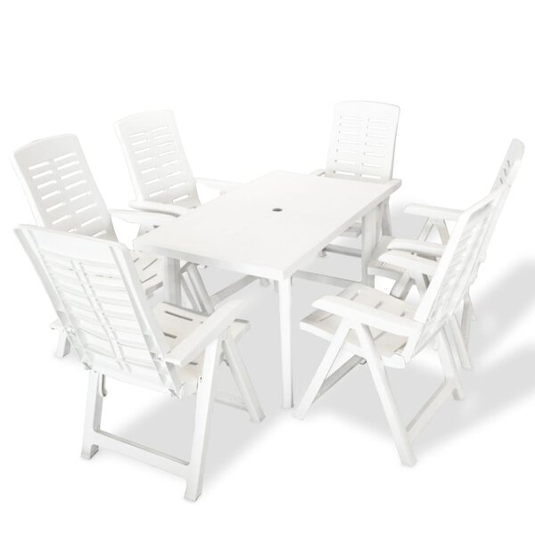 vidaXL Ensemble à manger d'extérieur 7 Pièces Plastique Blanc
