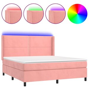 vidaXL Sommier à lattes de lit matelas et LED Rose 160x200 cm Velours