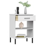 vidaXL Armoire console avec pieds en métal Blanc Bois pin massif OSLO