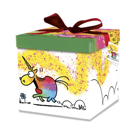 Boîte cadeau avec nœud - motifs licorne