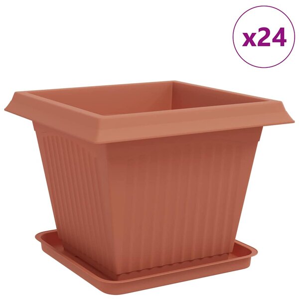 vidaXL Pots de plantes 24 Pièces Rouge brique 43 x 43 x 33 5 cm Plastique