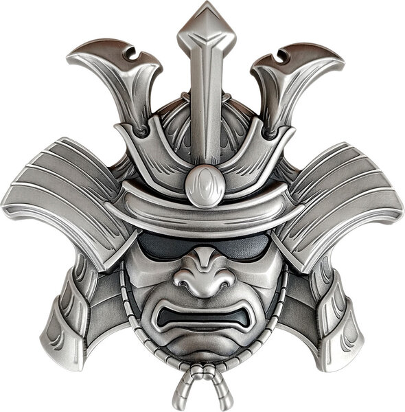 Pièce de monnaie en Argent 10 Dollars g 311 (10 oz) Millésime 2024 Ancient Warriors SAMURAI HELMET
