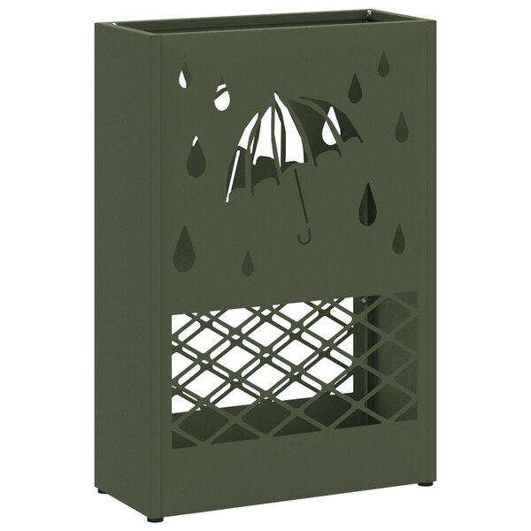 vidaXL Support de parapluie vert olive  28x12x41 cm  en acier