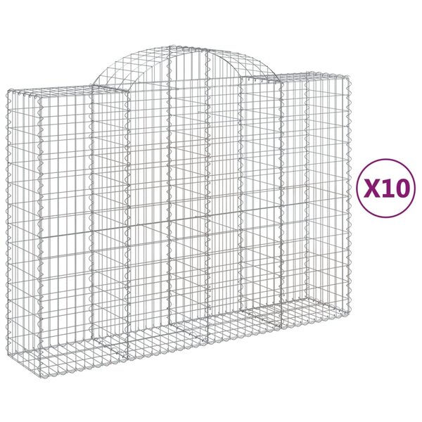 vidaXL Paniers à gabions arqués 10 Pièces 200x50x140/160 cm Fer galvanisé
