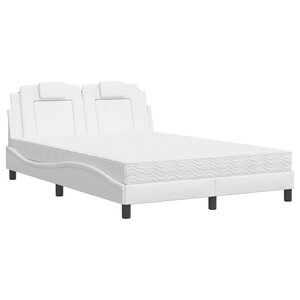 vidaXL Lit avec matelas blanc 120x200 cm similicuir