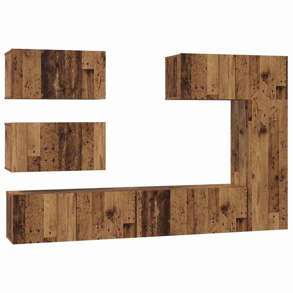 vidaXL Ensemble meuble TV 6 Pièces Bois ancien 30 5 x 30 x 90 cm